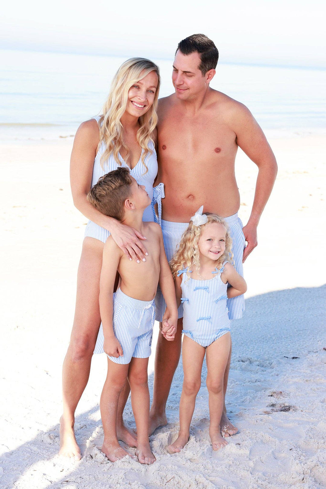 Tiny Bows One Piece | Seersucker Blue: 6-12 months