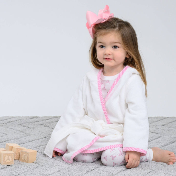 Essentials Pink Gingham Trim Bathrobe: 2/3T
