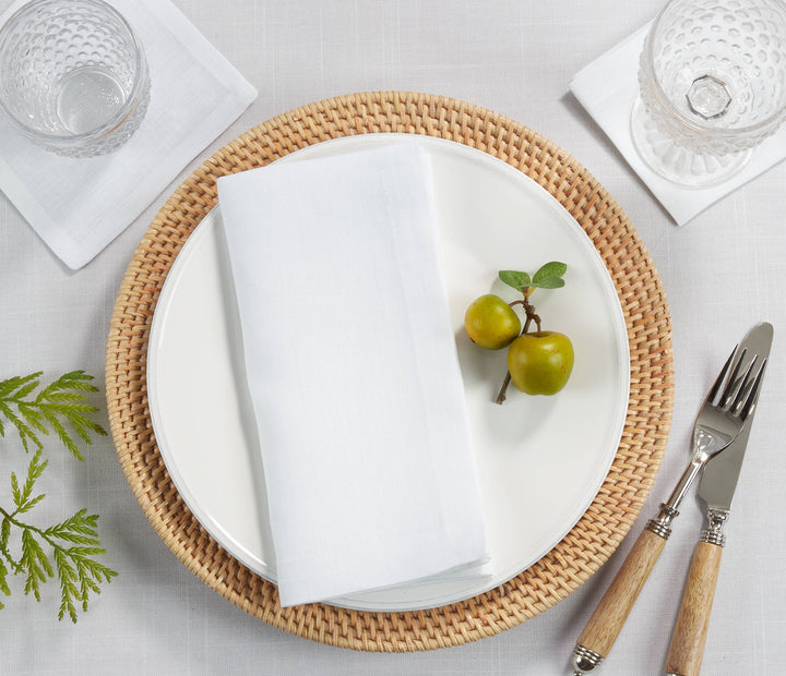Plain Linen Tea Napkin: White / 10"