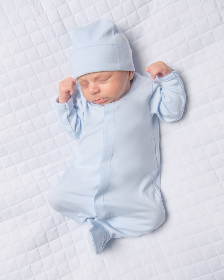 Essentials Solid Blue Footie: Blue / 6 Months