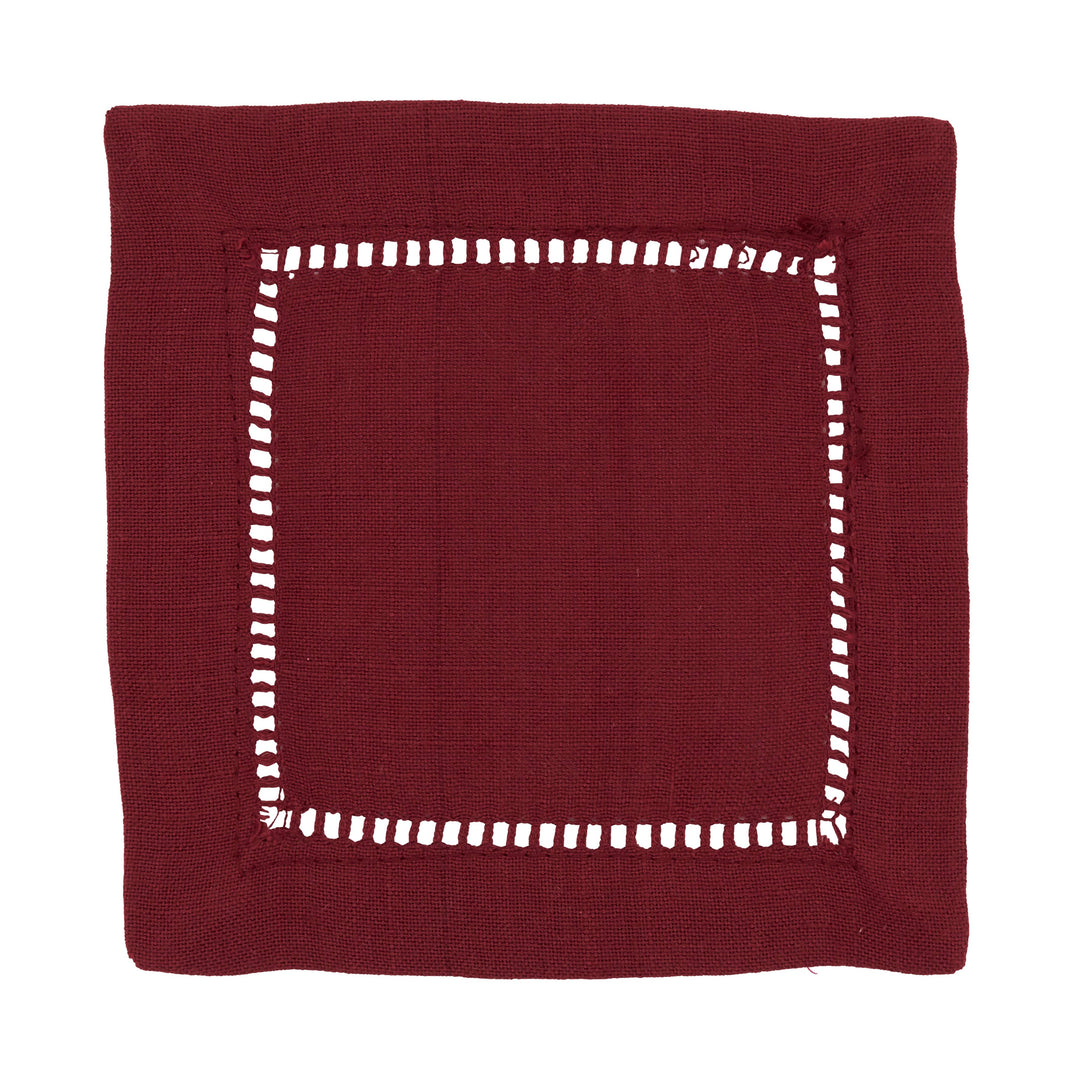 Cocktail Napkin With Hemstitch Border: Ivory / 6" set of 4