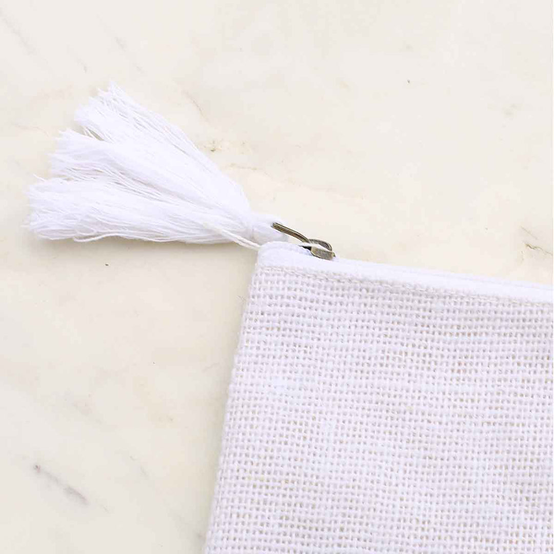 Jute Cosmetic Bag   White   10x6