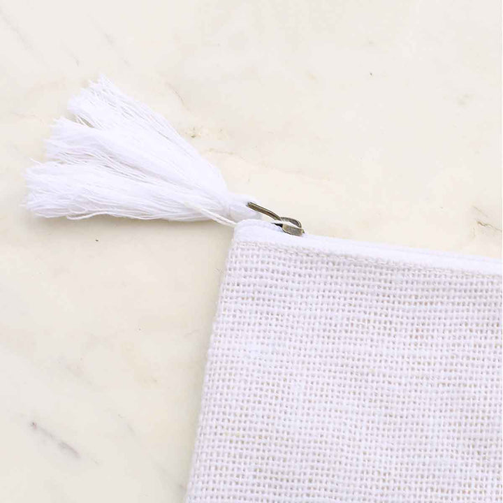 Jute Cosmetic Bag   White   10x6