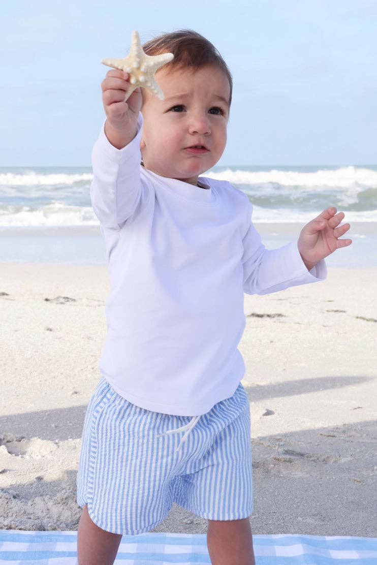Boy's Swim Trunks | Seersucker Blue 18-24 months