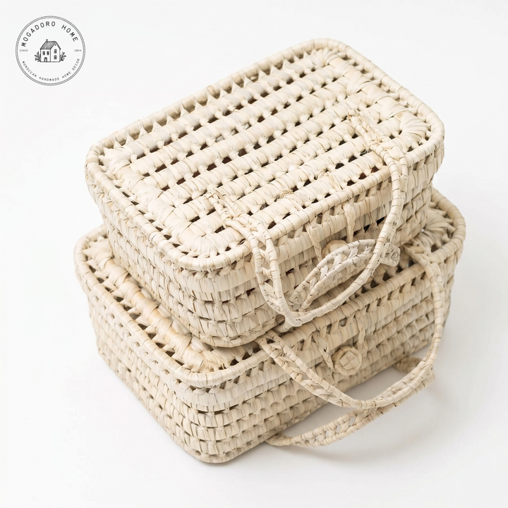Palm Leaf Woven Suitcase: Medium
