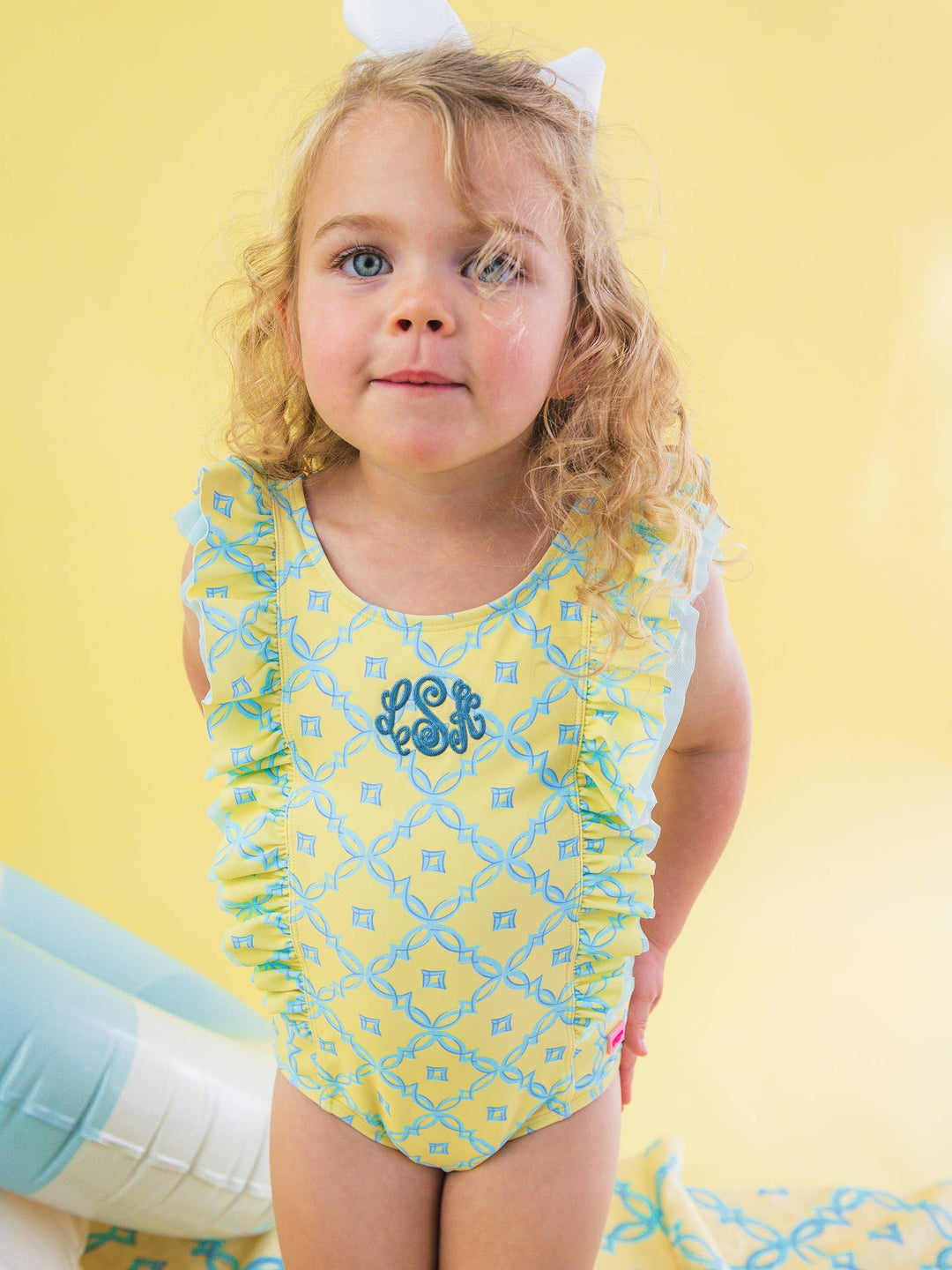 Girls Banana Coastal Charm Waterfall One Piece Swimsuit