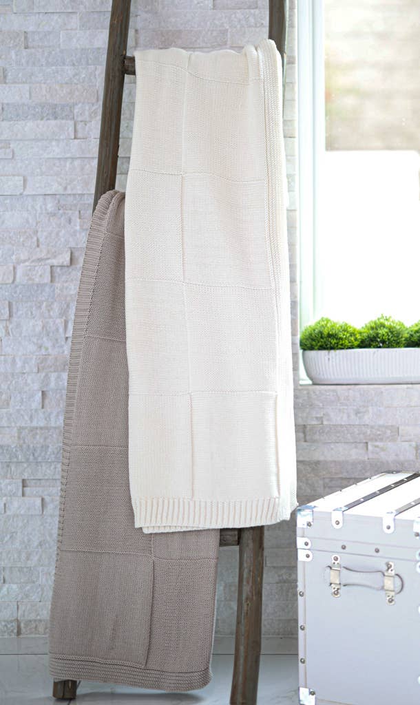 Adam Cotton Knit Throw: Mushroom
