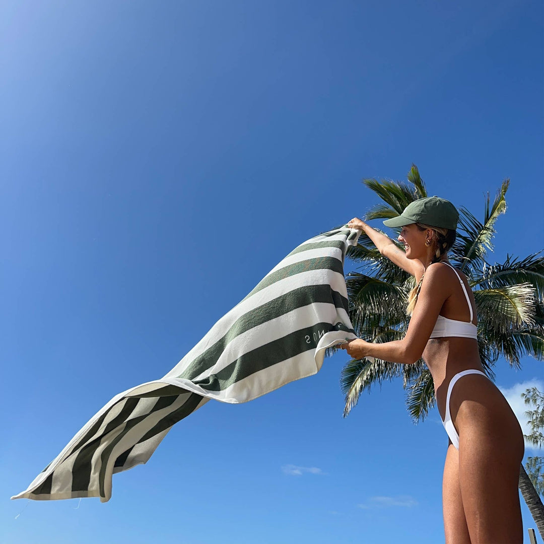 Beach Towel The Vacay Olive Stripe