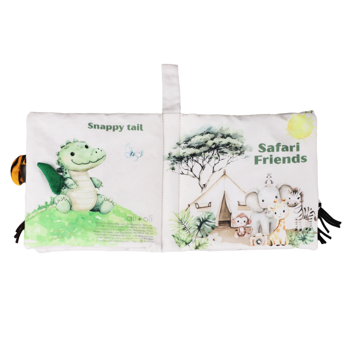 Safari Friends Tails 10-Page Soft Crinkle Cloth Baby Book