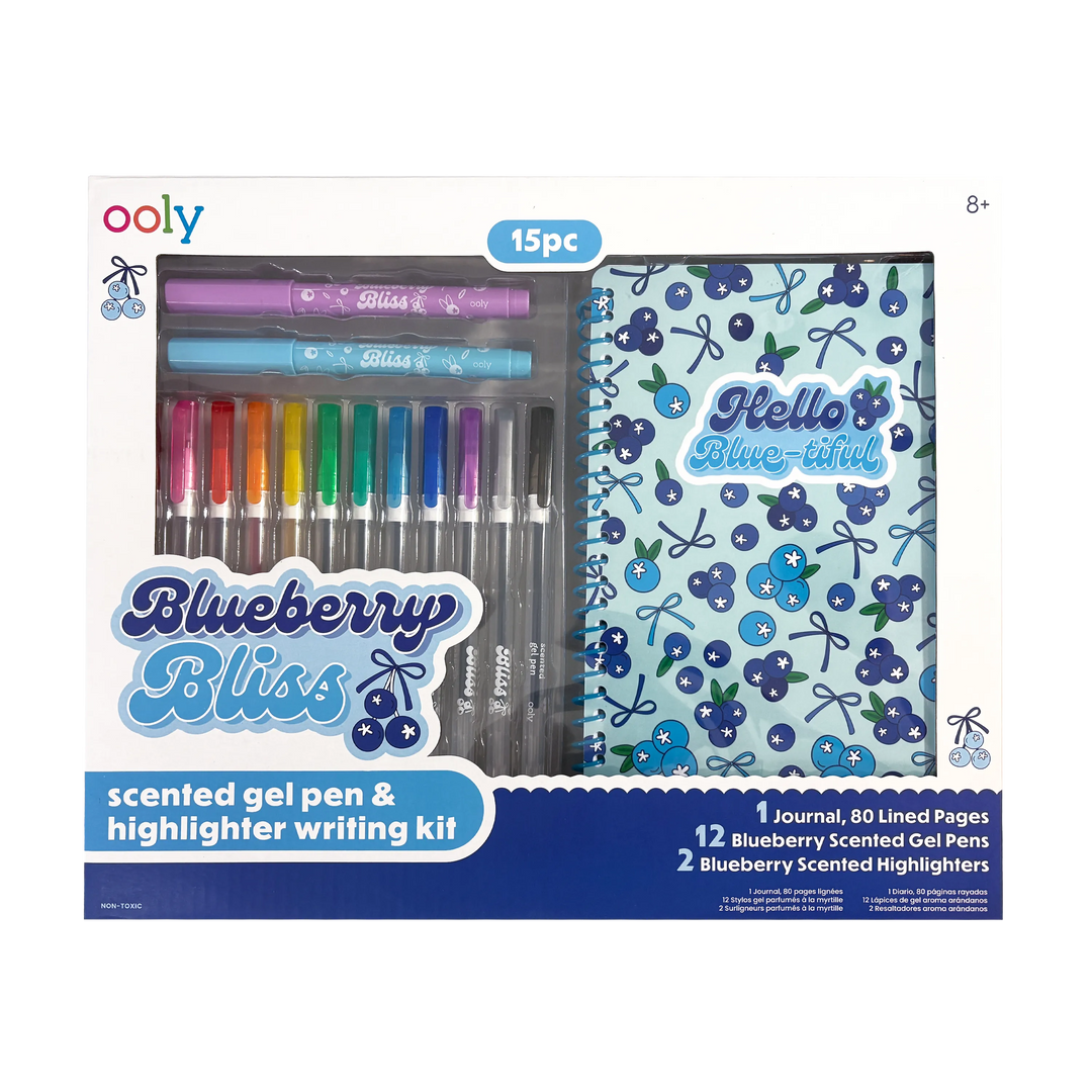 Blueberry Bliss: Scented Gel Pen & Highlighter Writing Kit (