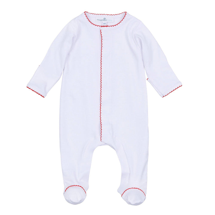 Red and White Essentials Footie: 3 Months