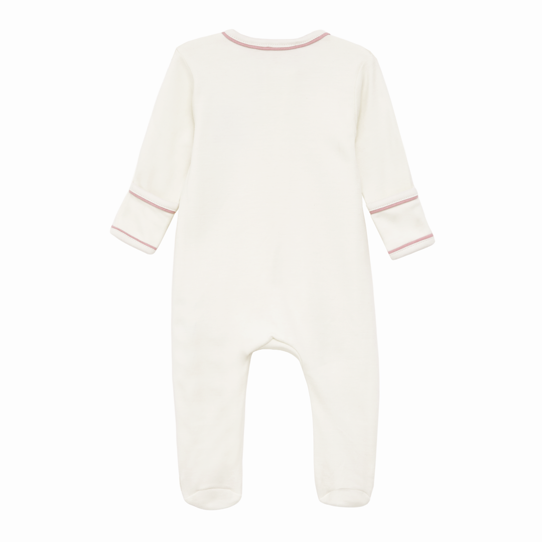 Bear Hugs Zip Footie - Dusty Rose