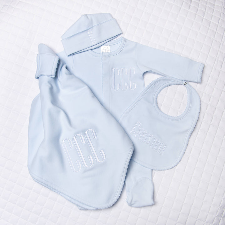 Essentials Solid Blue Footie: Blue / 3 Months