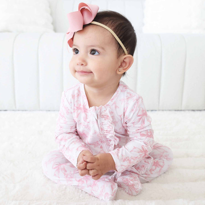 Fancy Frills Ruffle Zipper Footie: Newborn