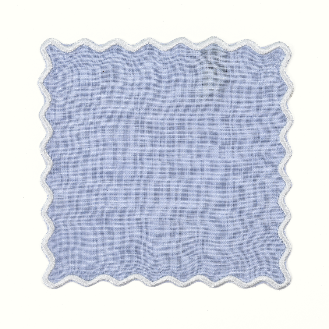 Powder Blue Linen Square Cocktail Napkins - Set of 4