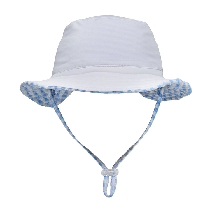 Seaside Gingham Reversible Bucket Hat: S (0-2y)