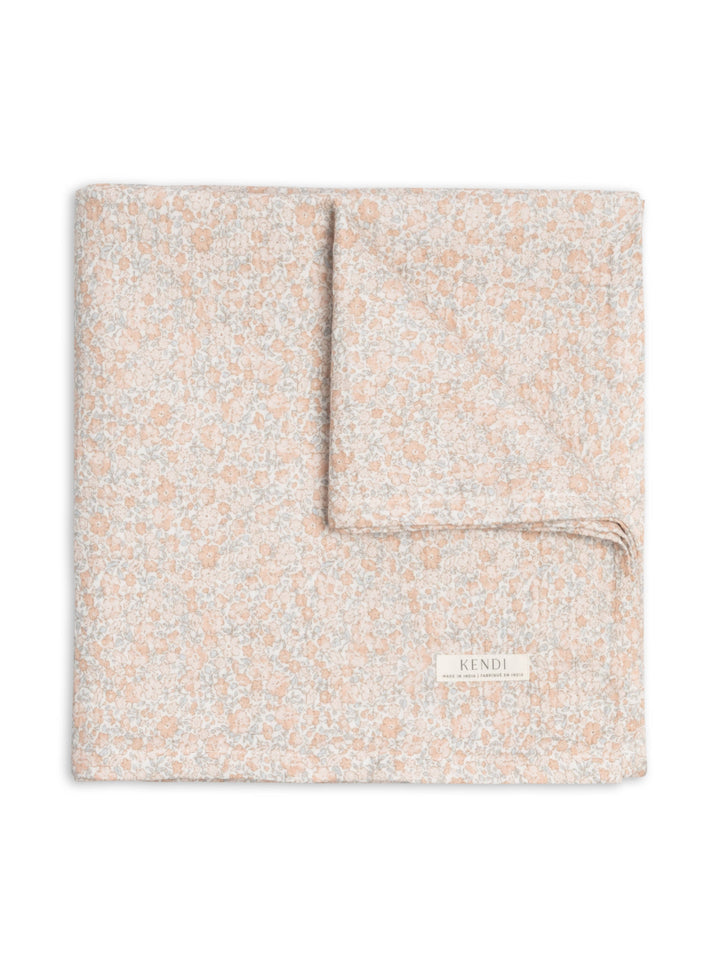 Muslin Swaddle Blanket - Belmont Floral / Shell + Powder