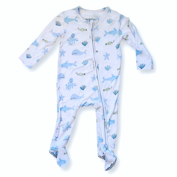 Under the Sea Bamboo Baby Zippered Footie Onesie