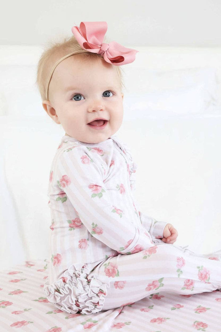 Rosy & Cozy Ruffle Zipper Footie: 3-6 months