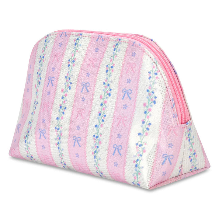Floral Stripes Oval Cosmetic Bag