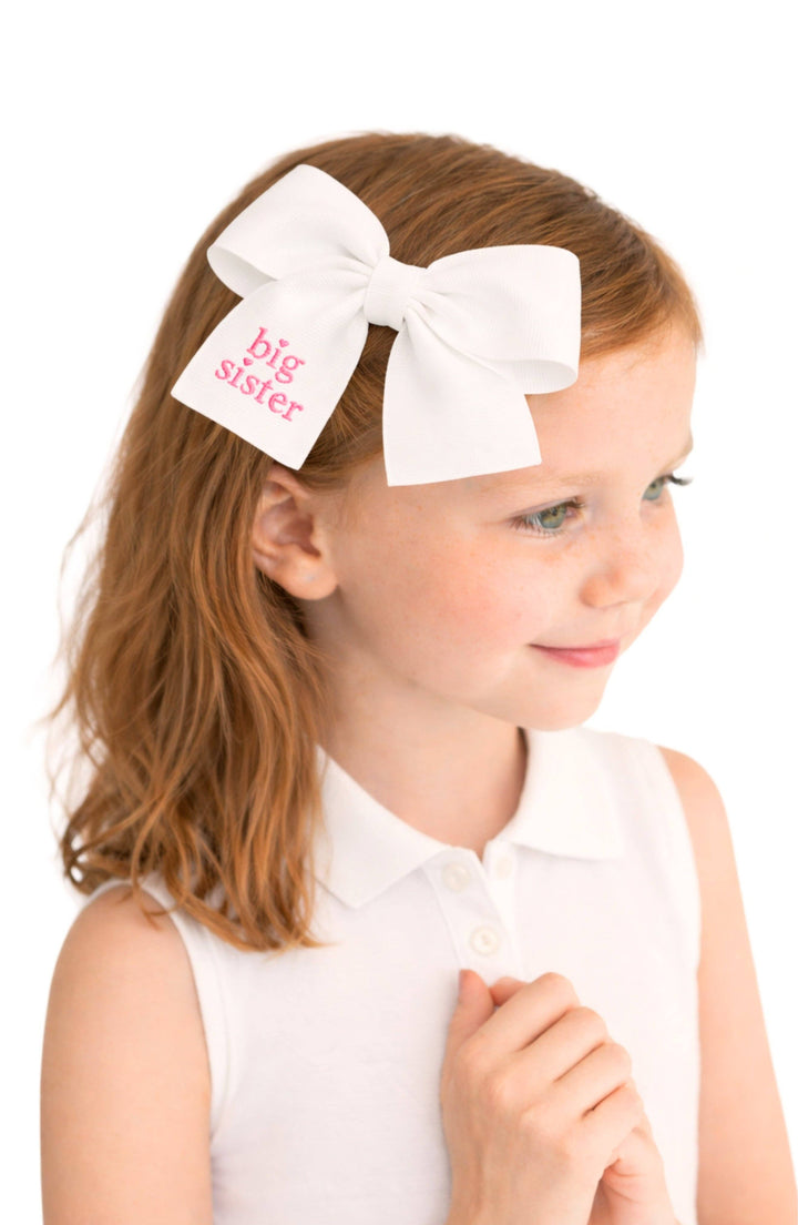 Big Sister Hair Bow: White