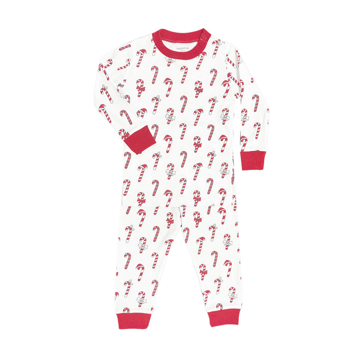 Candy Canes Two Piece Pajama in White