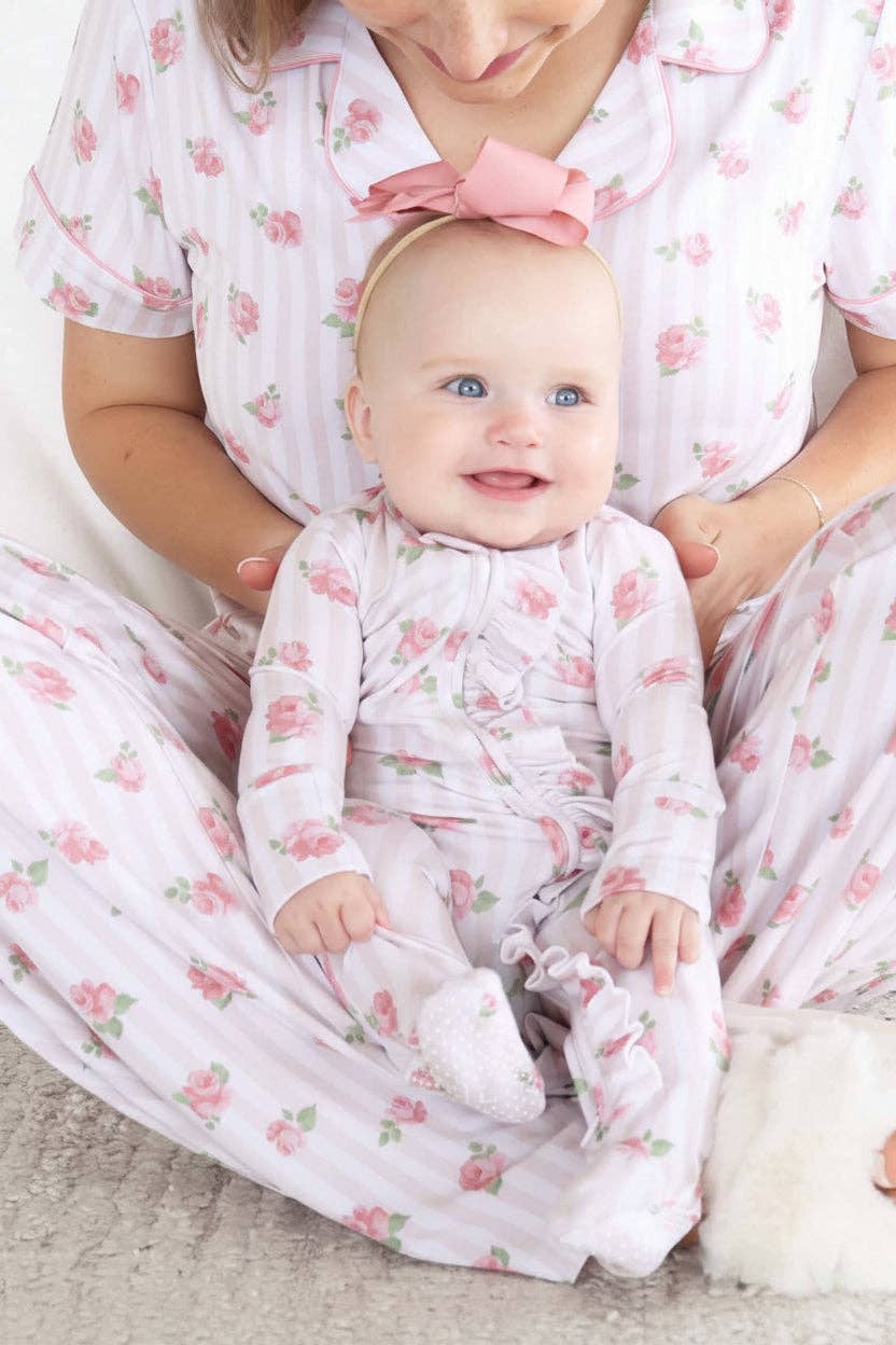 Rosy & Cozy Ruffle Zipper Footie: 3-6 months