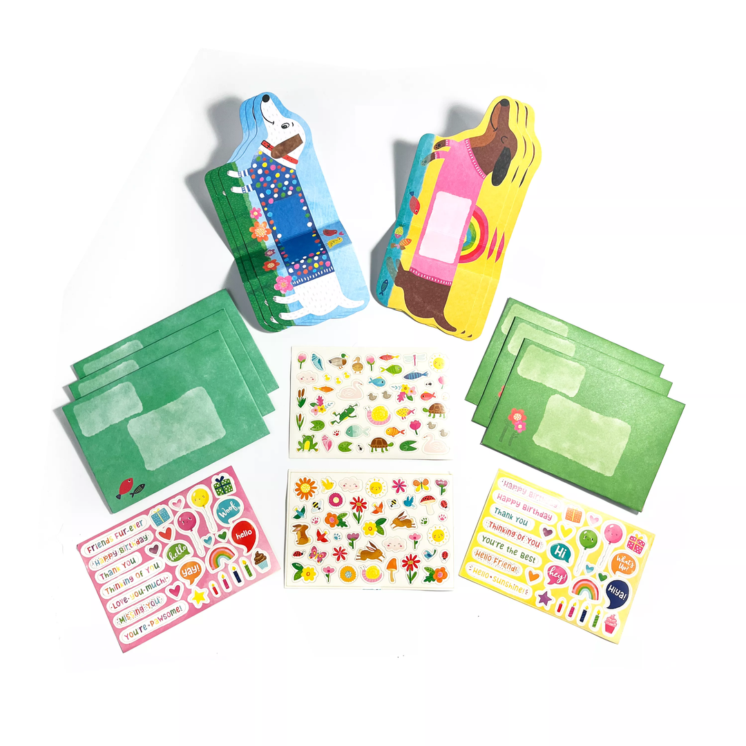 Note Cards & Sticker Set - Playful Pup