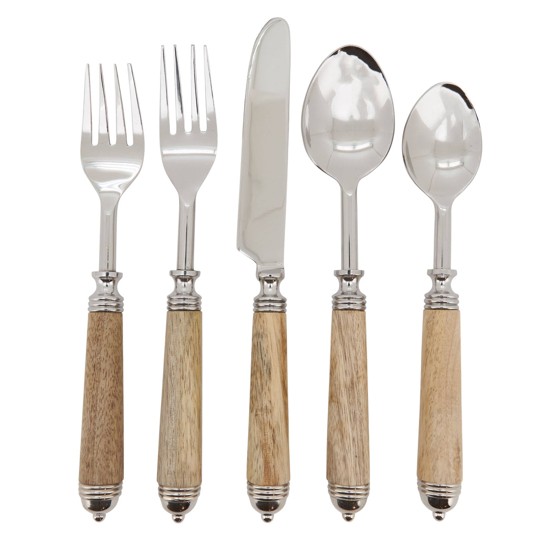 Bark Wood Flatware, Set of 5: Ecru