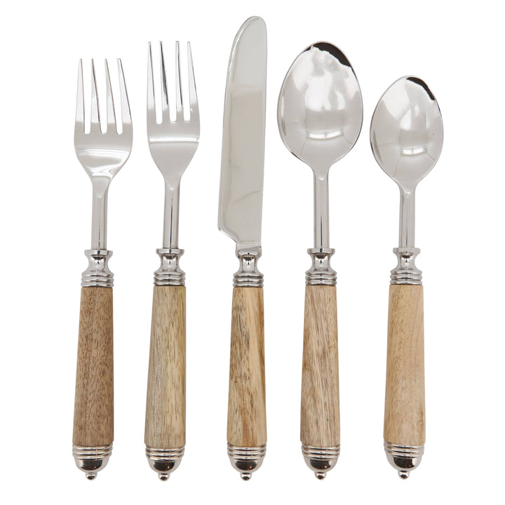 Bark Wood Flatware, Set of 5: Ecru