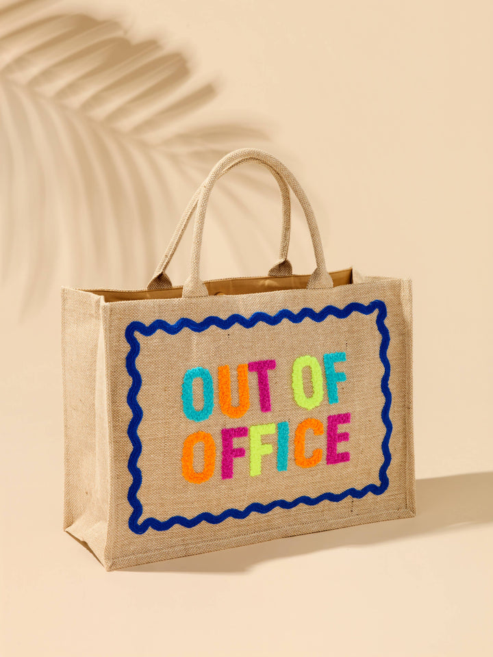 "OUT OF OFFICE" BEACH BAG,NATURAL