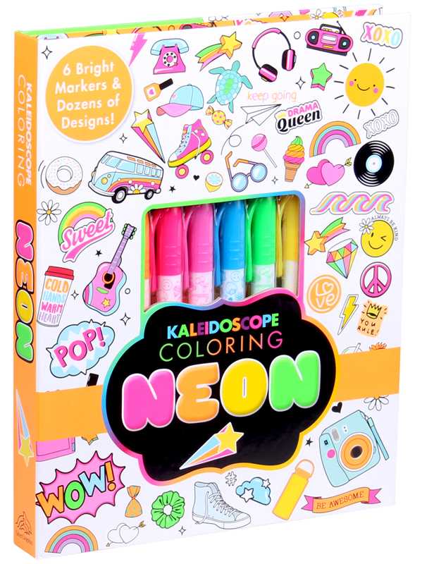 Kaleidoscope Coloring: Neon by Editors of Silver Dolphin Books: Kit - Paperback; 64 pages / English