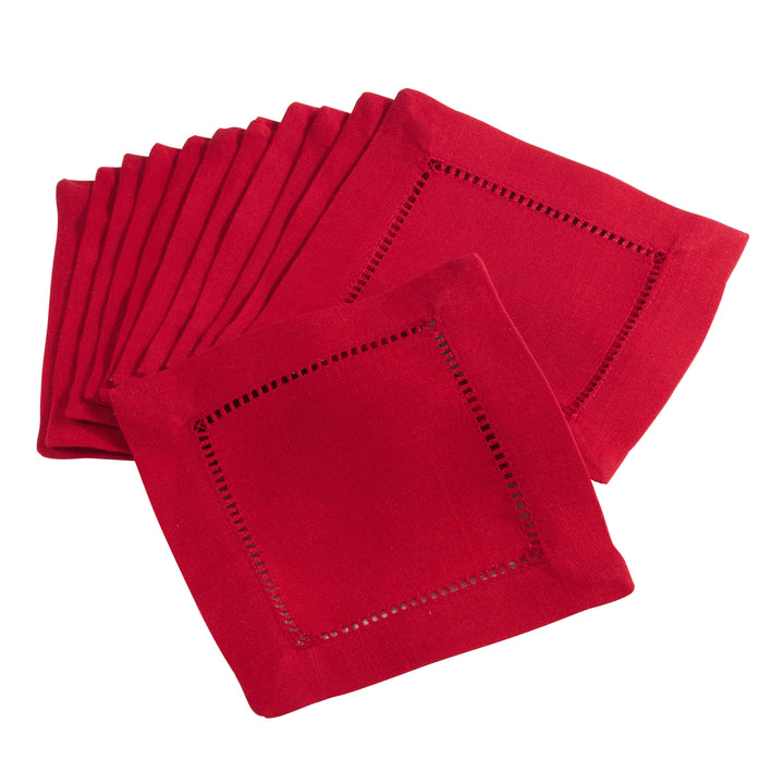 Cocktail Napkin With Hemstitch Border: Ivory / 6" set of 4