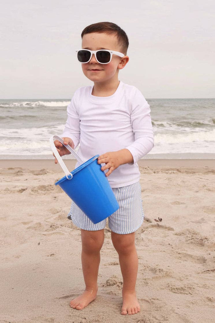 Boy's Swim Trunks | Seersucker Blue 3-6 months
