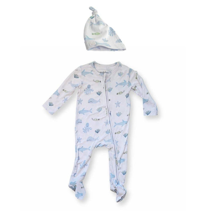 Under the Sea Bamboo Baby Zippered Footie Onesie