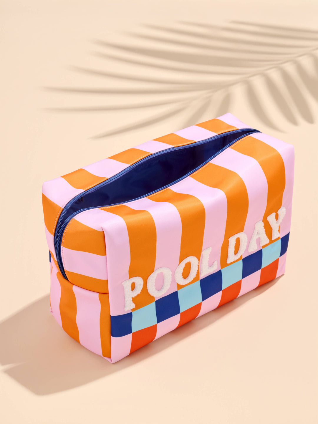 "POOL DAY" OVERSIZED ZIP POUCH,MULTI