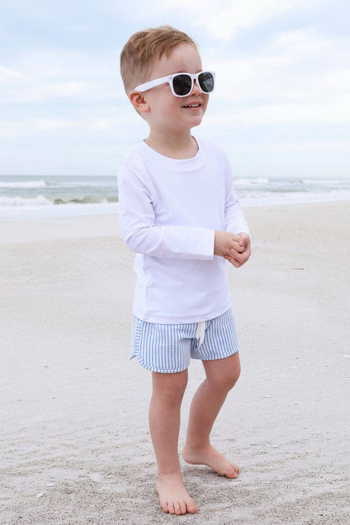 Boy's Swim Trunks | Seersucker Blue 6-12 months
