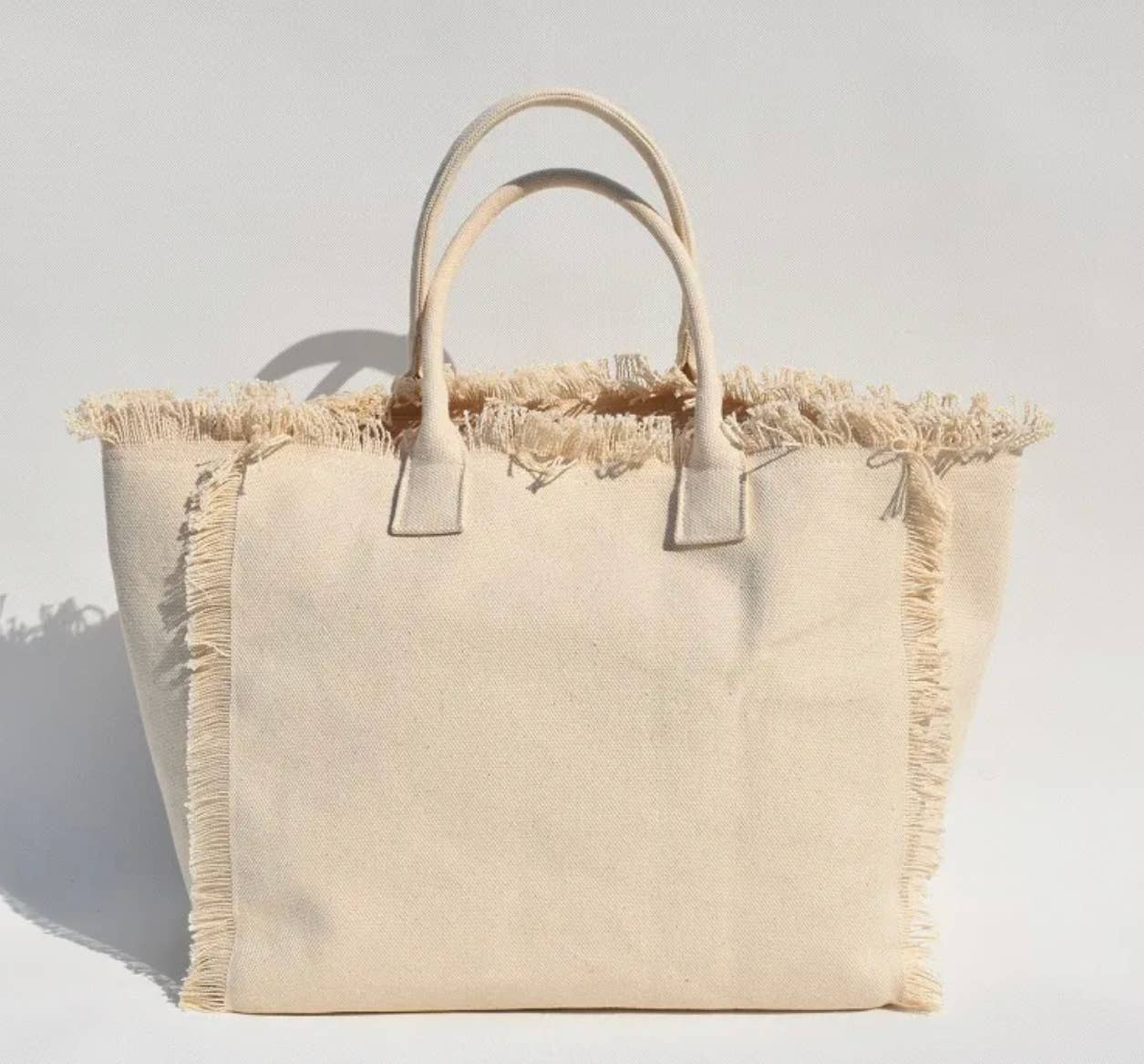 ★TOUT Y EST★ Simple shopper bag 62 ethnic fringe ivory G62 Fringe Canvas Tote Bag – Stitching Around Collections