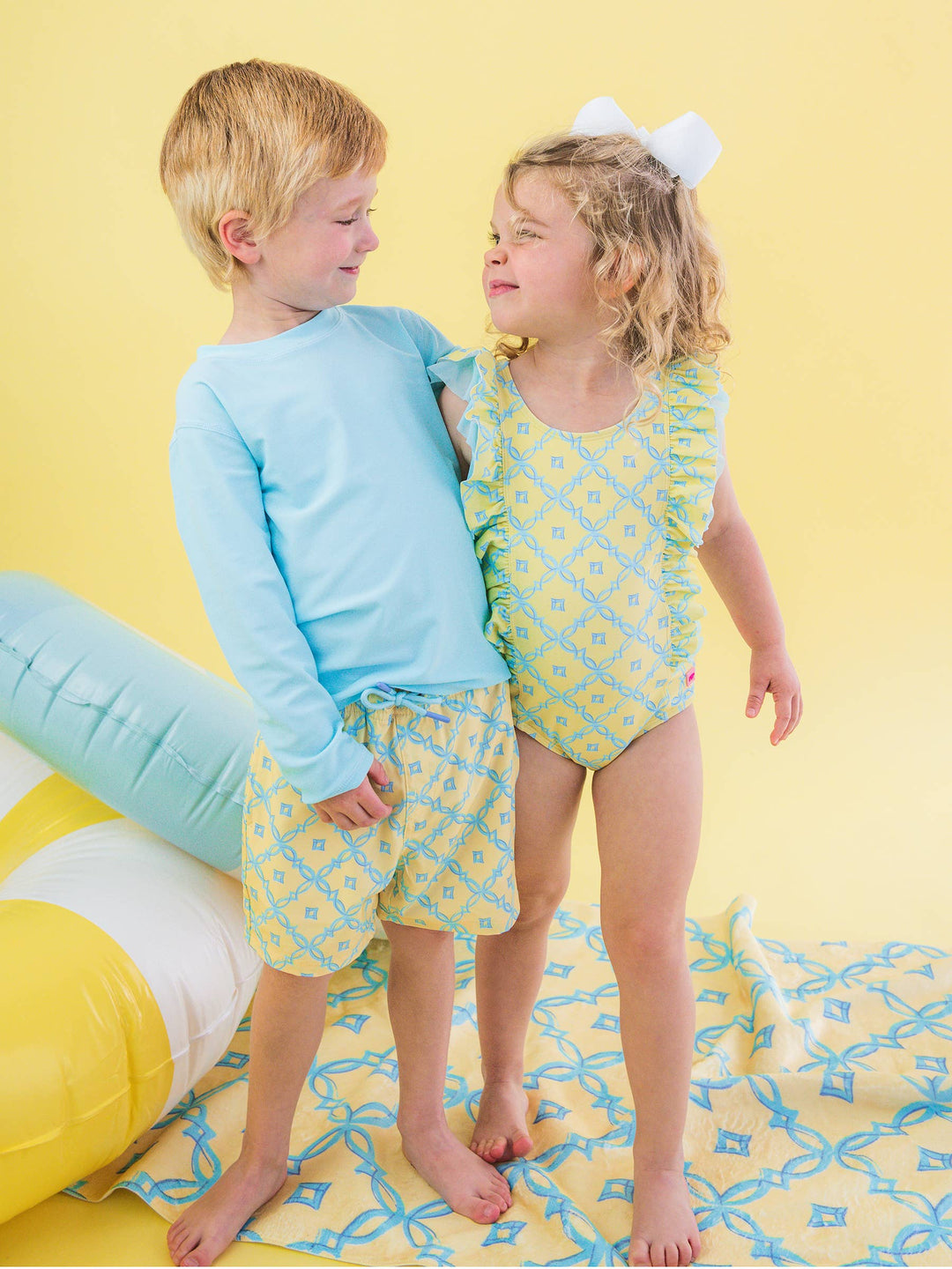 Boys Banana Coastal Charm Performance Hybrid Swim Trunks
