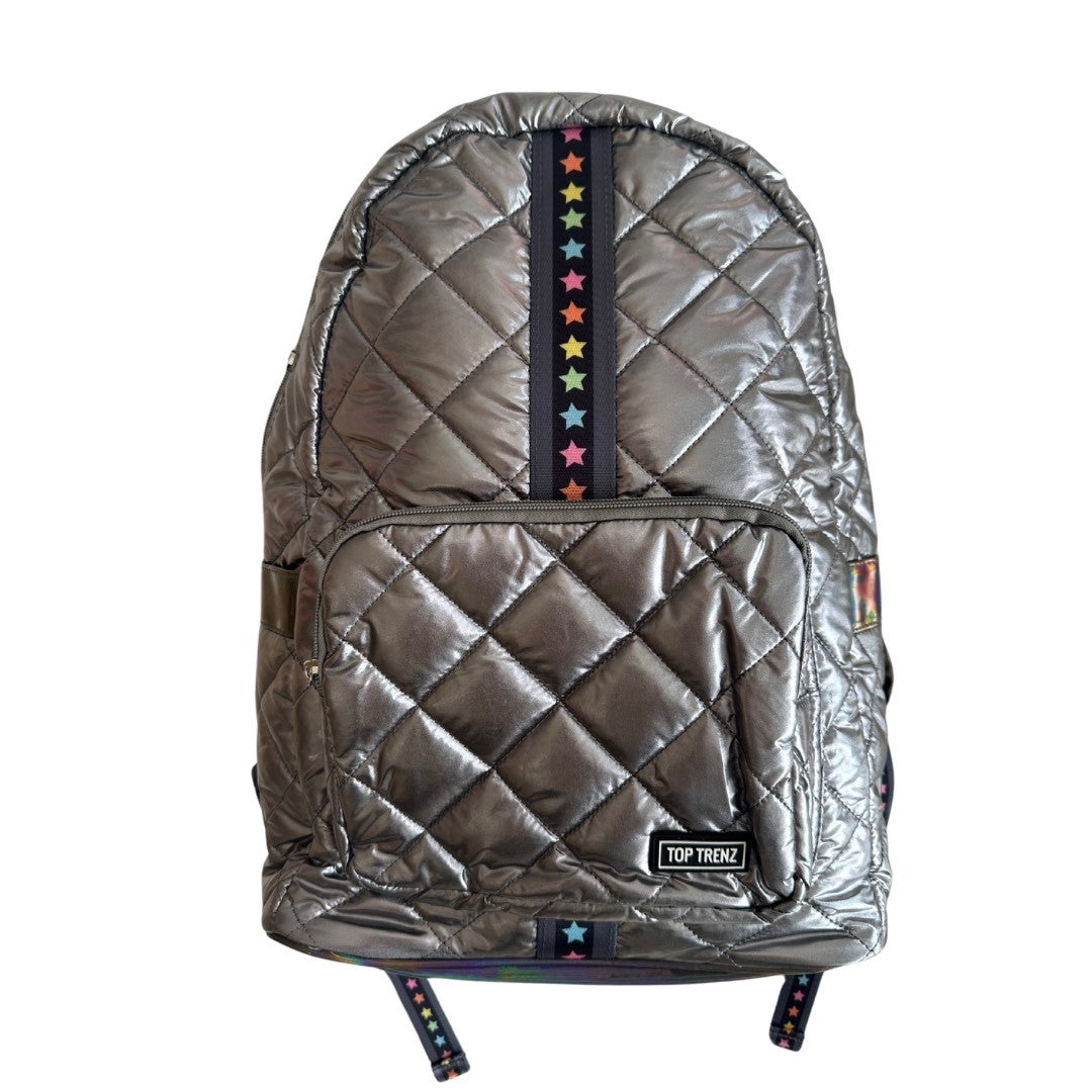 Gunmetal Diamond Stitch Backpack w/Gradient Star Straps