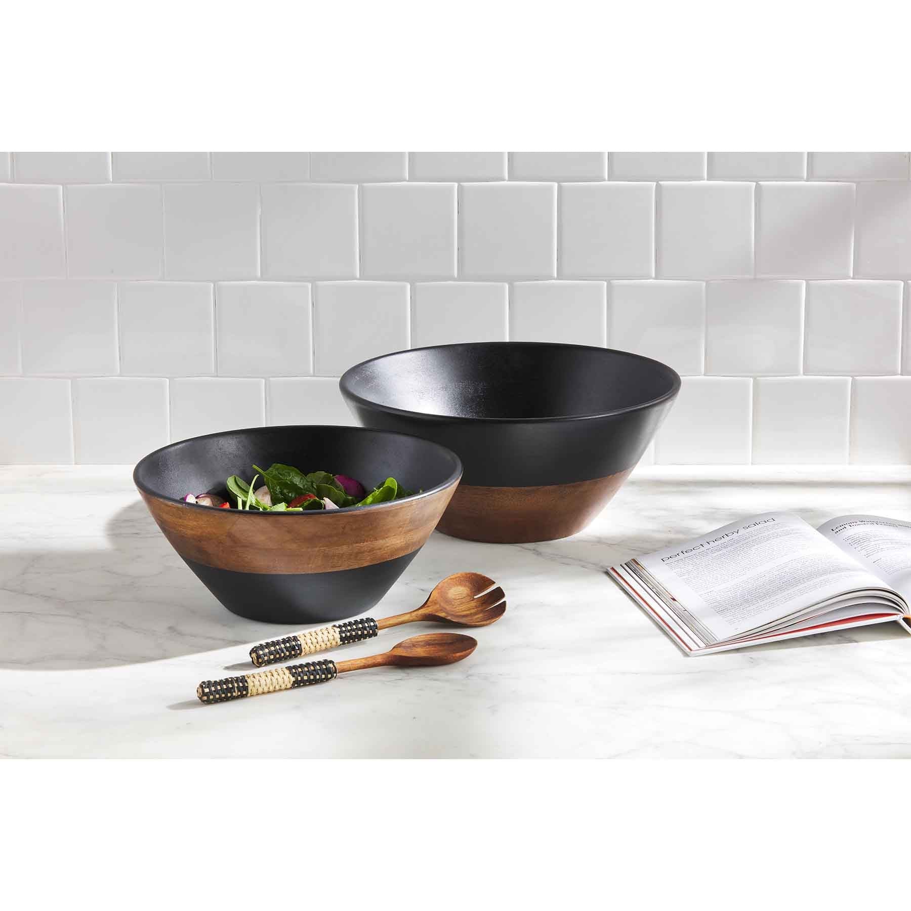 Mud Pie Black Wood Salad Bowl - Thumbnail 3
