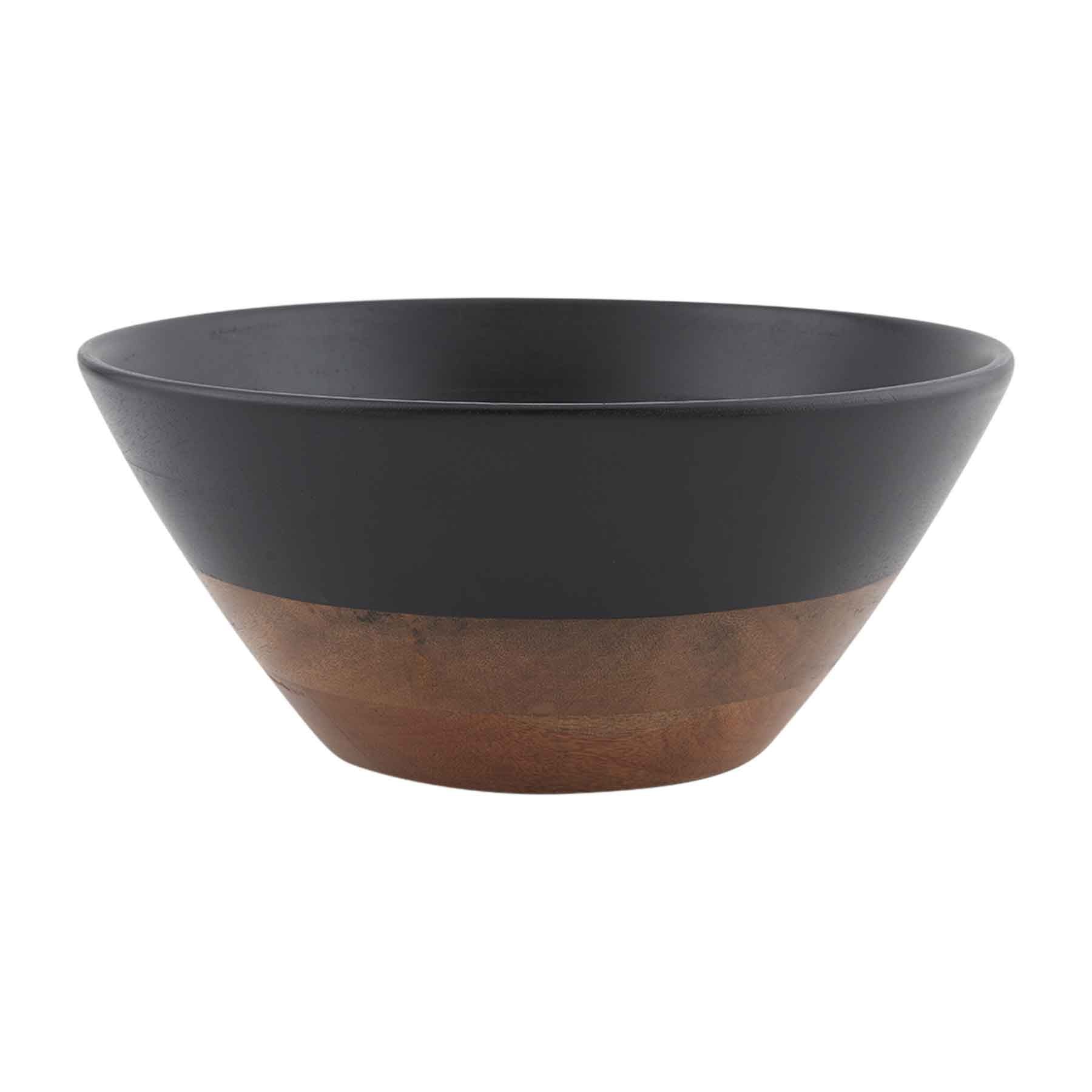 Mud Pie Black Wood Salad Bowl
