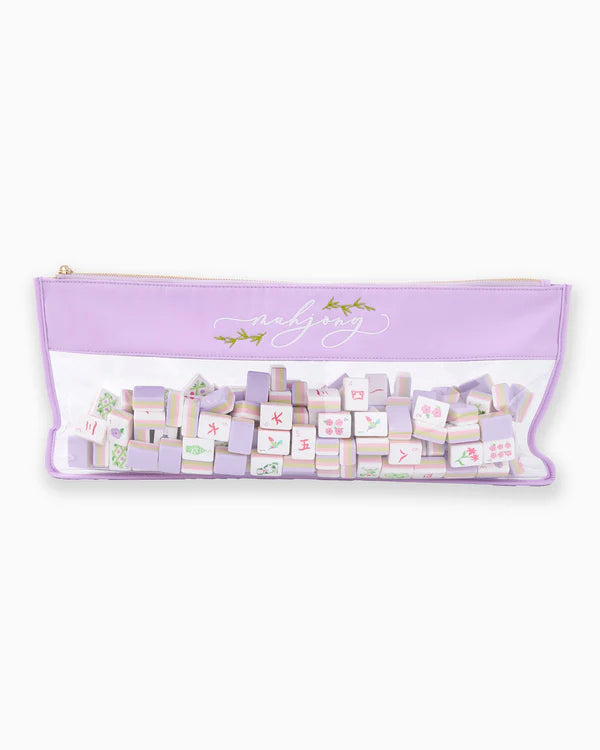 Lilac Script Mahjong Bag