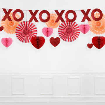 Stitching Around Honeycomb Hearts Garland