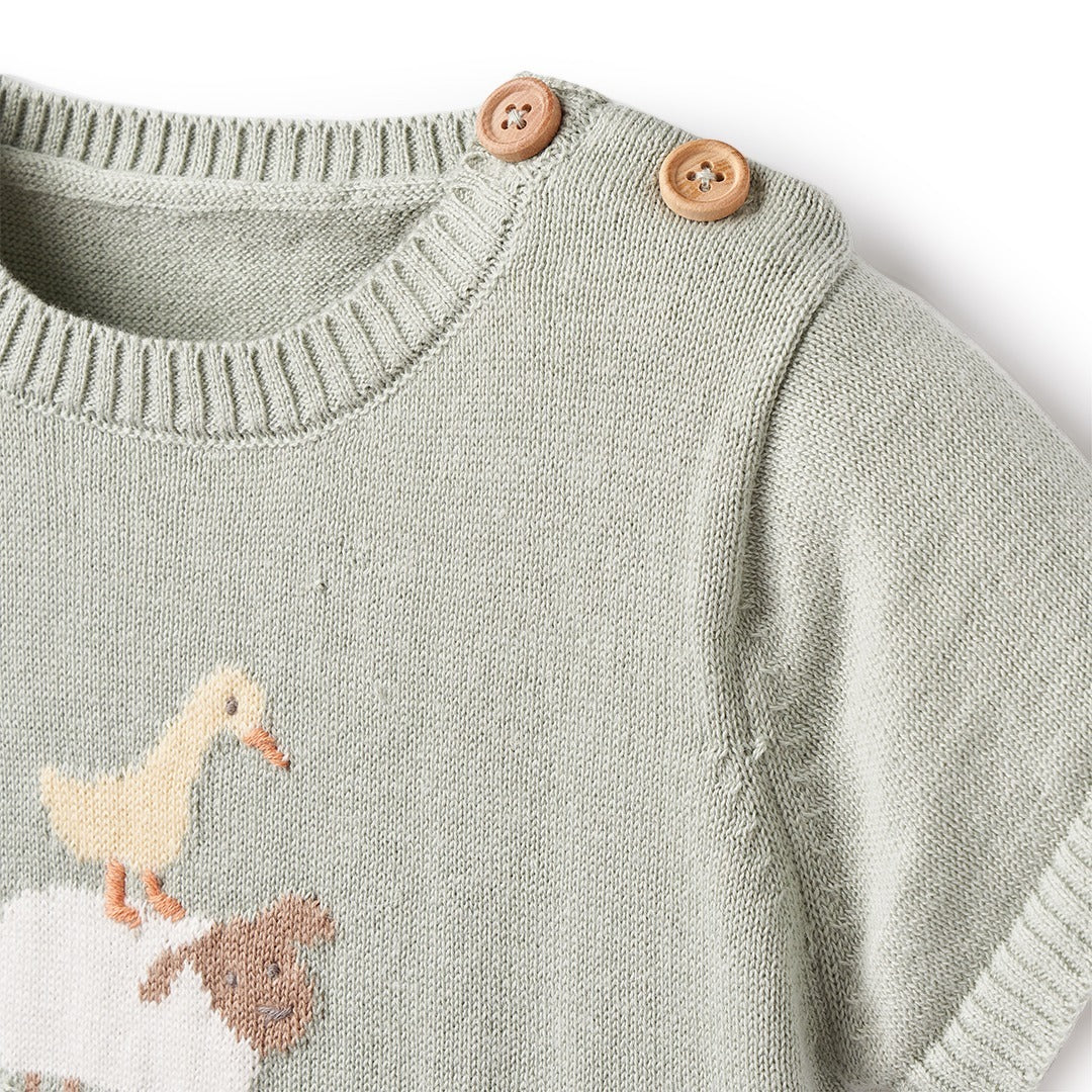 On The Farm Knit Shortall, Sage