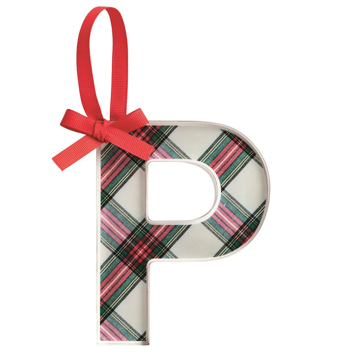 P INITIAL TARTAN ORNAMENT