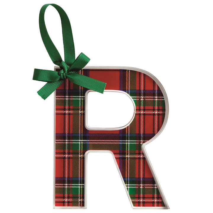 R INITIAL TARTAN ORNAMENT
