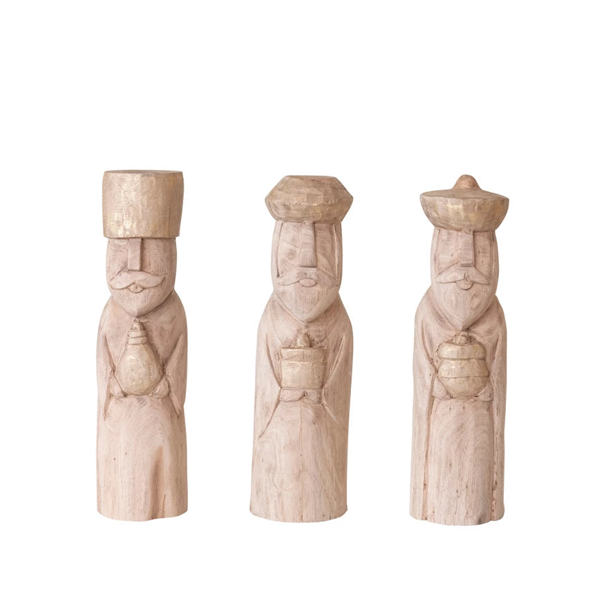 Hand-Carved Mango Wood Wise Men, SET of 3