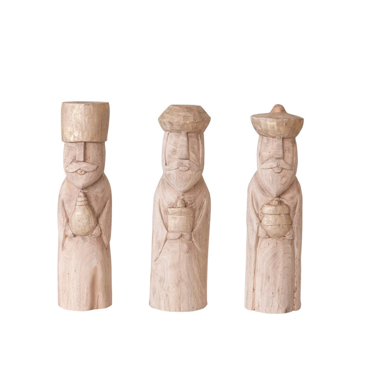 Hand-Carved Mango Wood Wise Men, SET of 3