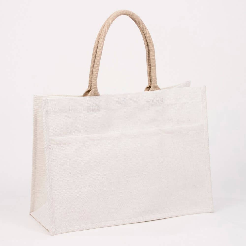 Jute Pocket Tote White by The Royal Standard